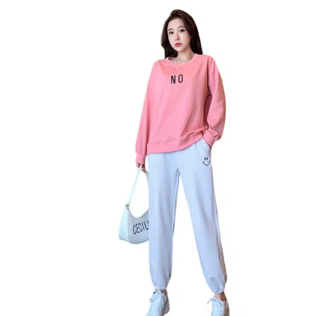 丝絮丝绸 时尚减龄卫衣洋气时髦束脚裤两件套休闲套装 女款