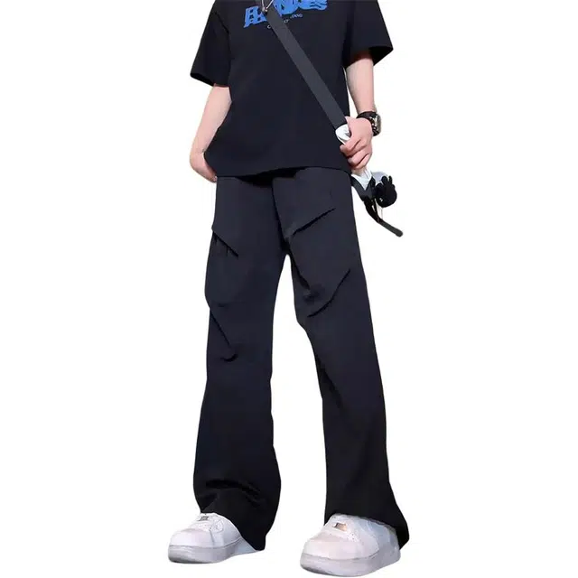 黑马漫画 速干伞兵工装薄款宽松褶皱美式机能阔腿休闲裤 男女同款