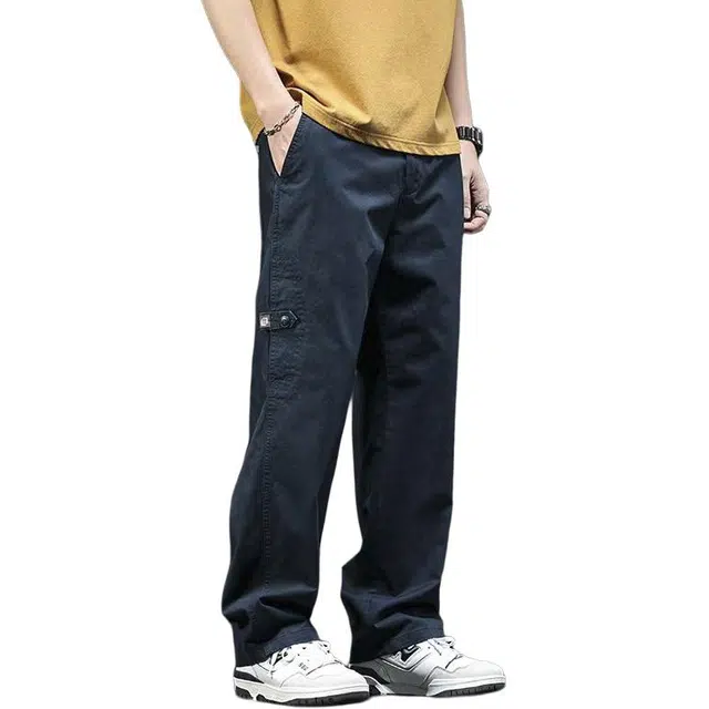 潮人榜 美式复古工装裤男士宽松直筒裤春夏纯棉男裤阔腿长裤子男休闲裤 男款