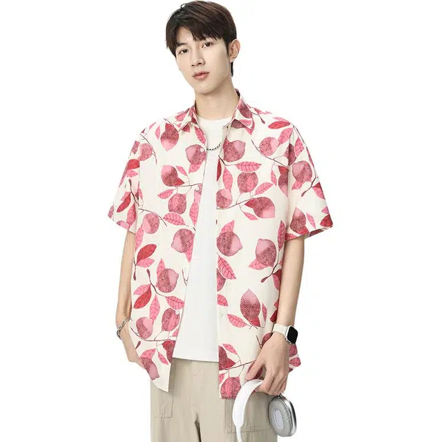 童先森 夏季薄款宽松翻领短袖衬衫 男款