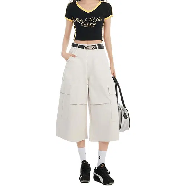 如续 美式宽松休闲阔腿七分裤工装裤 女款