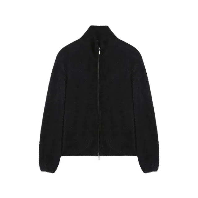 BESLOW HAIRY KNIT HIGH NECK ZIP-UP