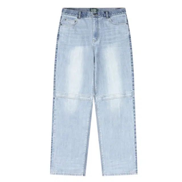 BESLOW CONTRAST WASHED MIDDLE ZIPPER JEANS