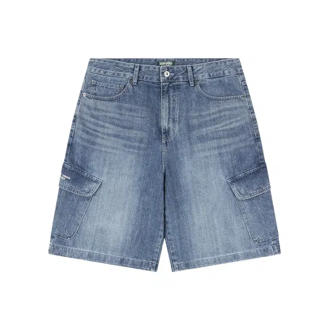BESLOW WASHED CARGO DENIM SHORTS