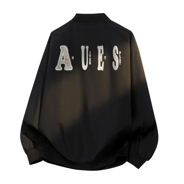 物质公式 潮牌重磅美式复古高街棒球领趣味仿万针刺绣字母印花设计感宽松百搭户外运动轻便防风耐磨教练服潮流短款飞行员夹克外套 男女同款