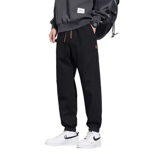 赛瀚 秋冬季莱赛尔美式潮牌高街风保暖防寒时尚百搭束脚裤简约舒适抽绳松紧腰多口袋裤子休闲裤 男女同款