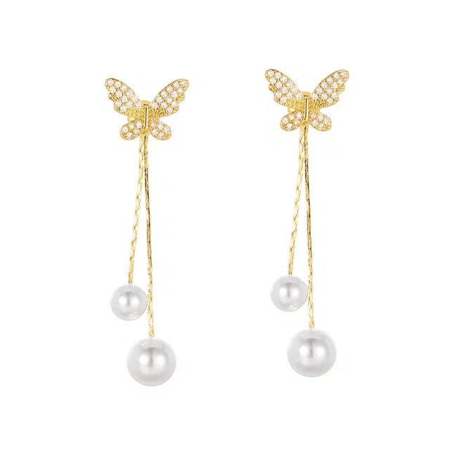 韵系 甜美法式蝴蝶#好运 铜镀金 耳环 女款