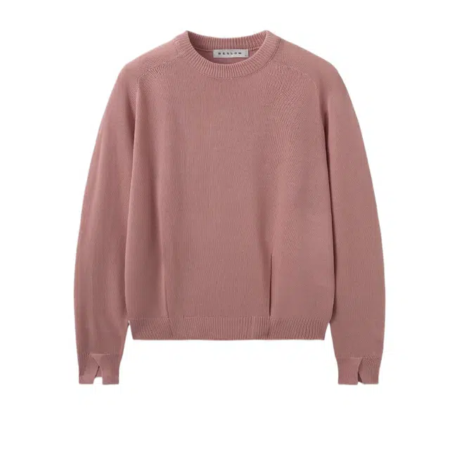 BESLOW CREW NECK TUCK KNIT PALE