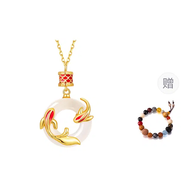【好运锦鲤】中国黄金 央创时尚 平安扣锁骨链 新中式小众设计 通勤百搭 轻奢古风 玉髓 项链 女款
