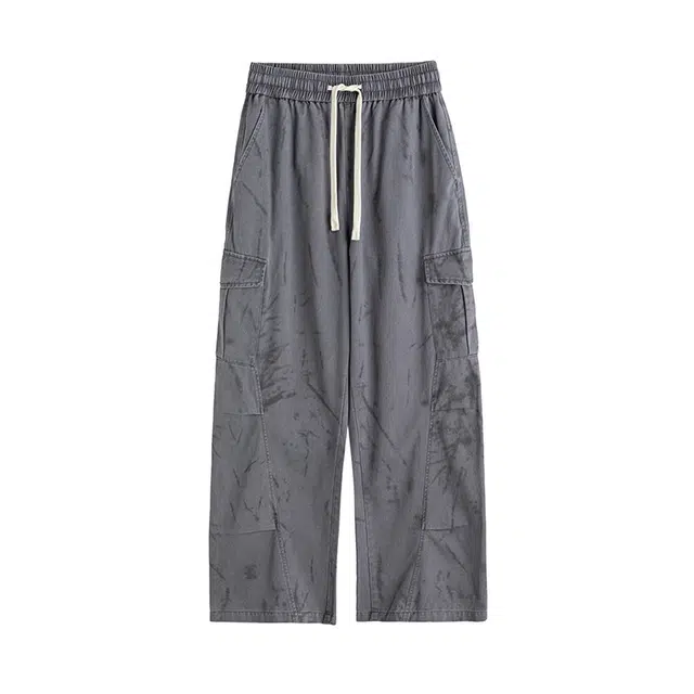 奇迹街区 美式街头扎染水洗做旧设计感小众垂感舒适百搭通勤运动日常简约显瘦宽松直筒休闲裤 男女同款