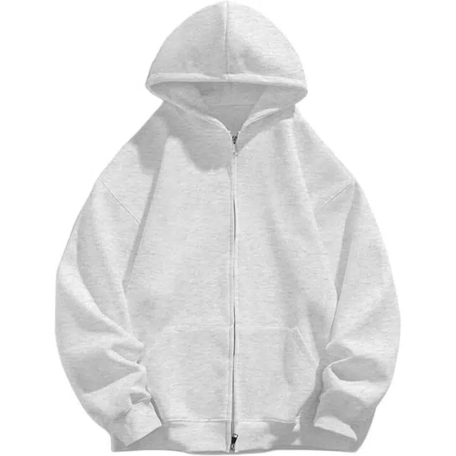 单爵 重磅纯色连帽高街情侣开衫外套潮牌宽松痞帅上衣卫衣 男女同款