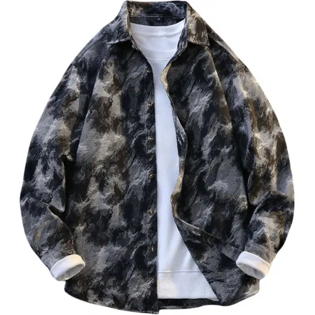 太子龍 春秋季潮牌宽松小众美式复古长袖衬衫 男款