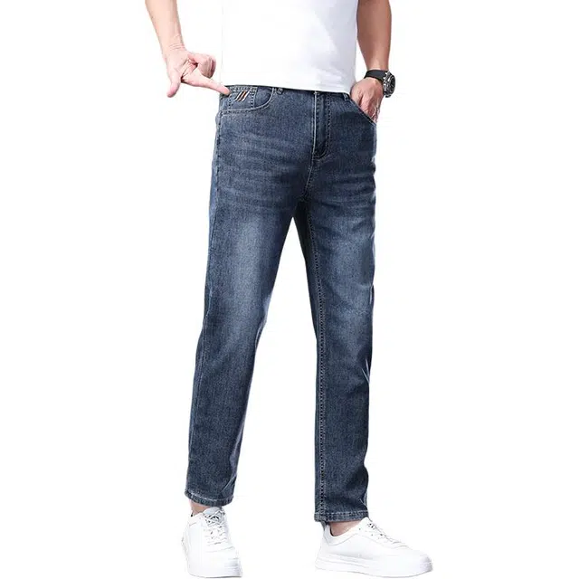 帝狼牛 潮流直筒舒适显瘦弹力合体宽松商务休闲九分时尚百搭牛仔裤 男女同款