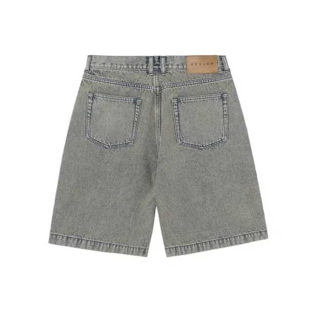 BESLOW DEEP ONE TUCK SAND WASHED DENIM SHORTS