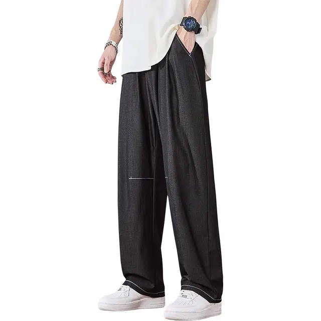 童先森 薄款直筒弯刀裤子垂感长裤子牛仔裤 男款