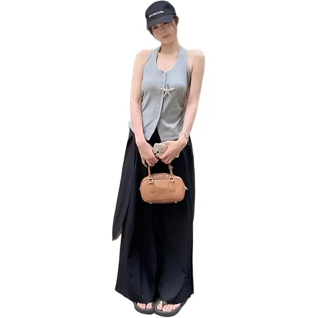 囍鱼少女 韩版辣妹褶皱挂脖式吊带女夏季修身显瘦开衫收腰短款无袖上衣 背心 女款