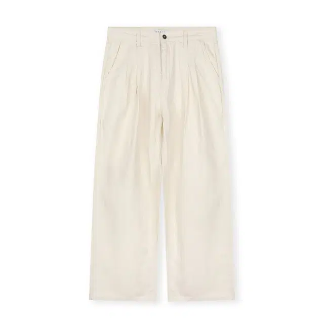BESLOW WIDE FIT TWO TUCK LINEN DENIM PANTS