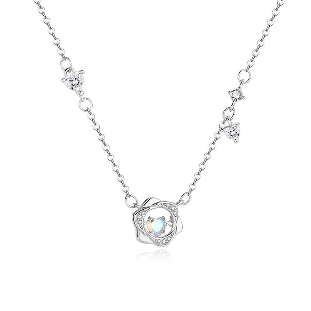 【S999足银纯银 在逃公主】 七七银饰 跳动的心 莫比乌斯环 小众轻奢简约百搭浪漫 灵动爱心花环手饰 学生 琉璃 手链 女款