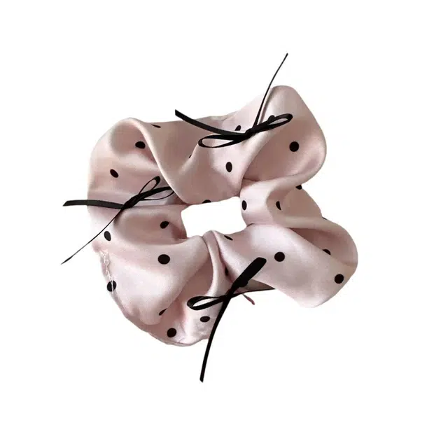 希铃 夏日清爽甜美少女粉色波点 布艺 发圈 女款