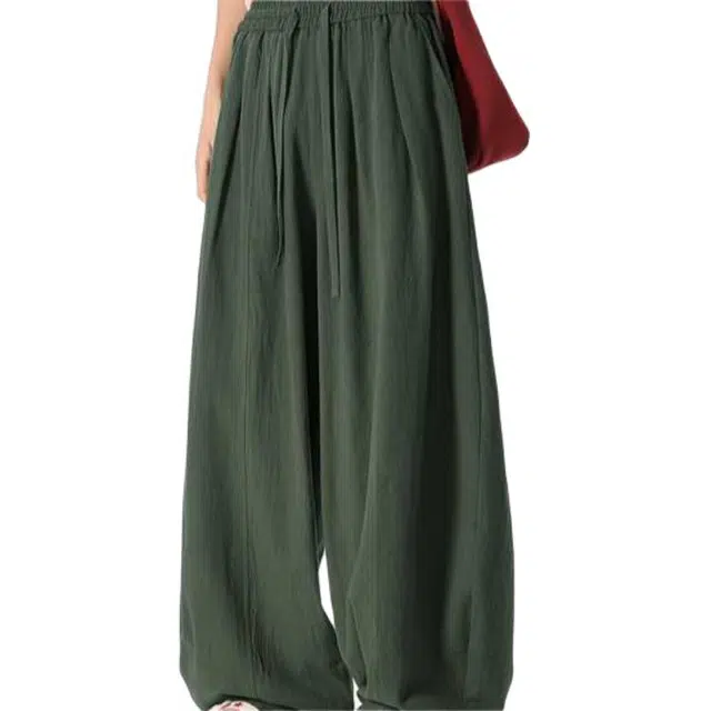 童先森 潮牌夏季纯色阔腿裤中腰长裤休闲裤 男款