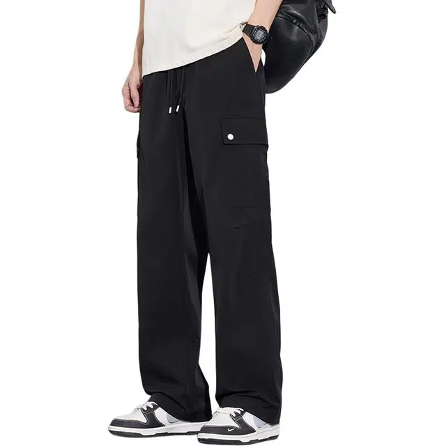 协协乐 夏季薄款凉感透气冰丝速干美式潮牌伞兵宽松直筒阔腿户外机能休闲长裤工装裤 男款