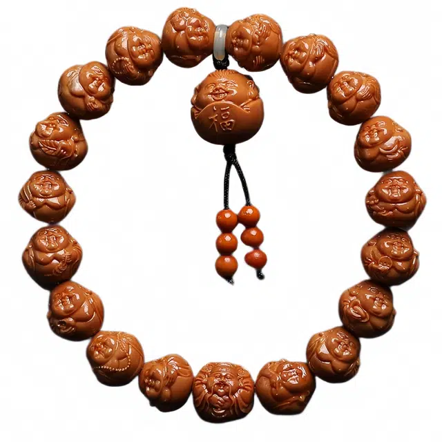 宣华意 精品雕刻小阿福多宝小弥勒佛文玩佛珠#好运 猴头核桃 手串 男女同款情侣款