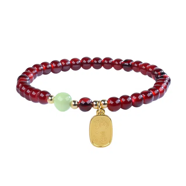 嫒柯 国潮新中式百搭轻奢高级文玩金玉满堂喜气洋洋盘玩佛珠念珠复古风文艺风#好运 紫檀属 手串 男女同款情侣款