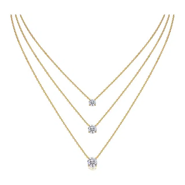 艾卡拉 心动吊坠轻奢锁骨链叠戴莫桑石简约 银 项链 男女同款情侣款