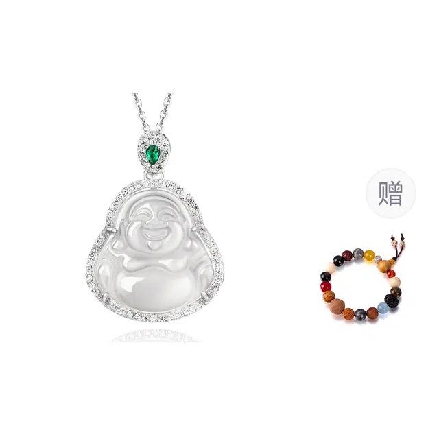 中国黄金 央创时尚 笑脸佛公锁骨链 轻奢小众设计感 本命佛 平安喜乐气质 简约百搭 新中式国潮 古风 礼物礼盒 玉髓 项链 女款