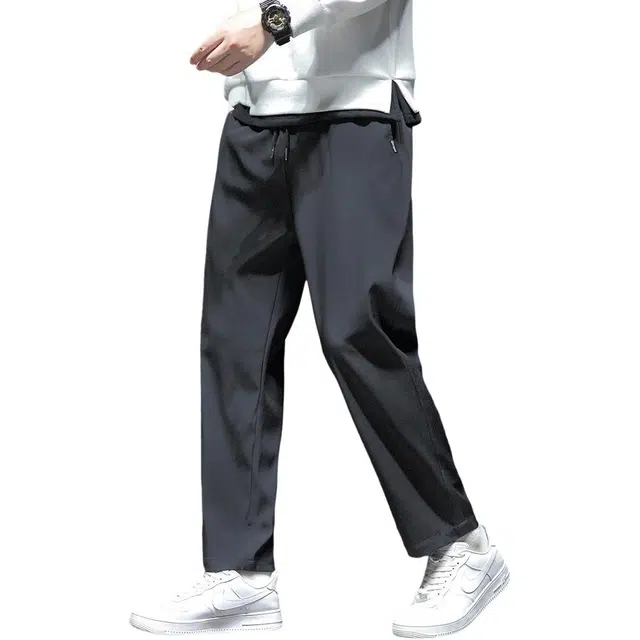 顶峰保罗 冰丝宽松薄潮牌时尚简约百搭直筒舒适抽绳无性别主义休闲裤 男女同款