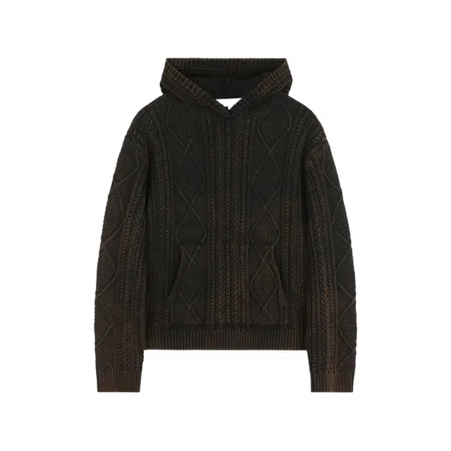 BESLOW CABLE KNIT HOODIE WASHED FISHERMAN