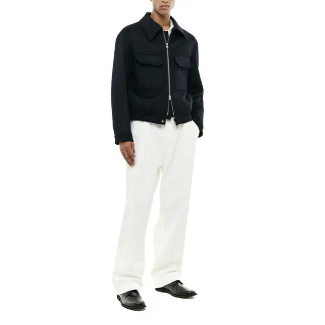 BESLOW CASHMERE MILITARY ZIP-UP JACKET