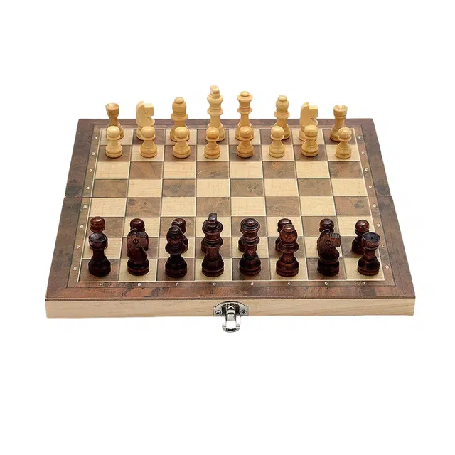 万格 便携式折叠木质棋盘 国际象棋