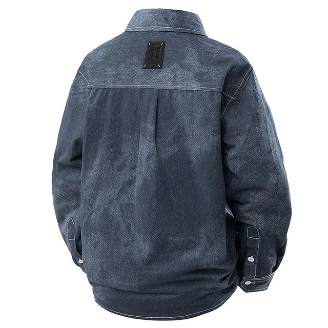 巴塞罗那足球俱乐部 美式高街翻领复古渐变印花百搭宽松透气高级感舒适时尚长袖牛仔衬衫 男女同款