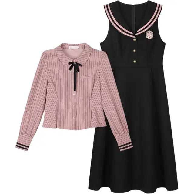 桴生 学院风妮子时尚收腰显瘦气质上衣百搭裙子裙装套装 女款