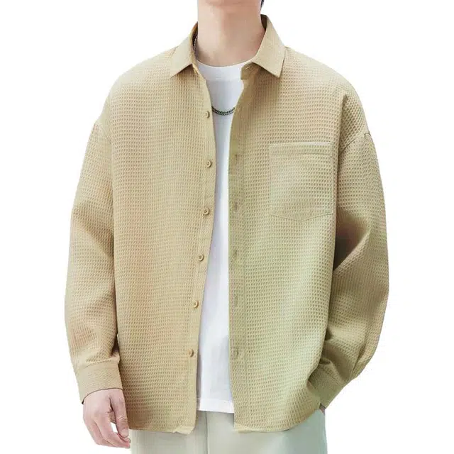 童先森 宽松高级感衬衣潮流免烫上衣服易打理外套长袖衬衫 男款