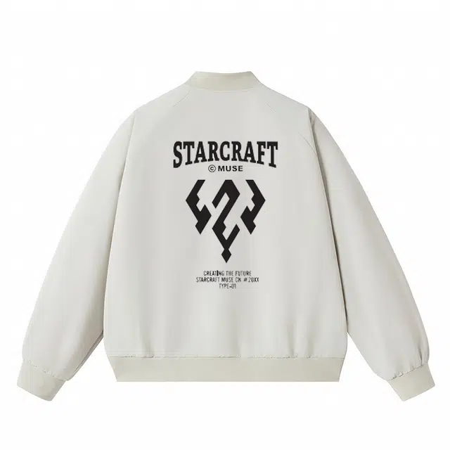 星际者 美式复古简约潮流宽松百搭拉链品牌字母印花图案通勤户外运动长袖外套夹克 男女同款
