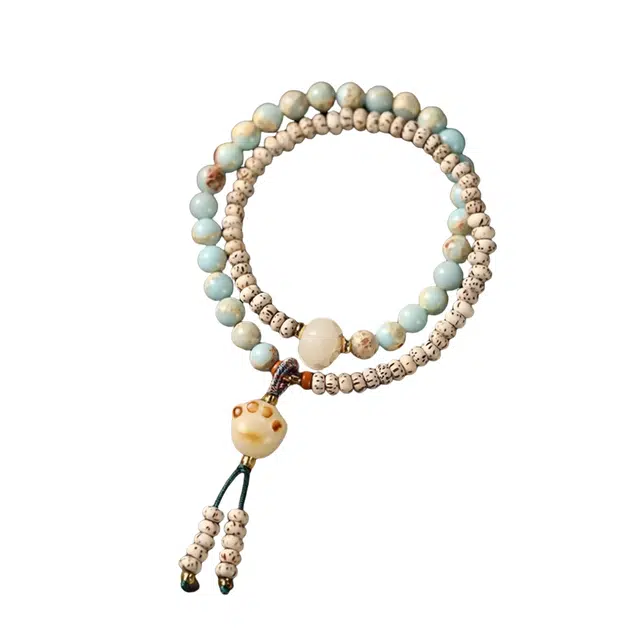 福柚 八方来财猫爪多宝炭烧双圈 文玩绕指柔转运#好运 寿山石 手串 男女同款情侣款