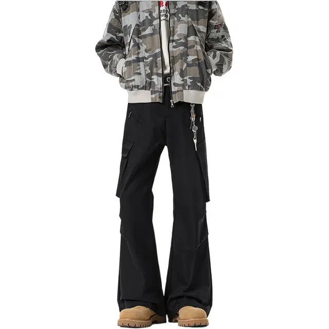 颂希尔 美式工装裤夏季薄款高腰显瘦垂感宽松直筒阔腿运动裤休闲裤 男女同款