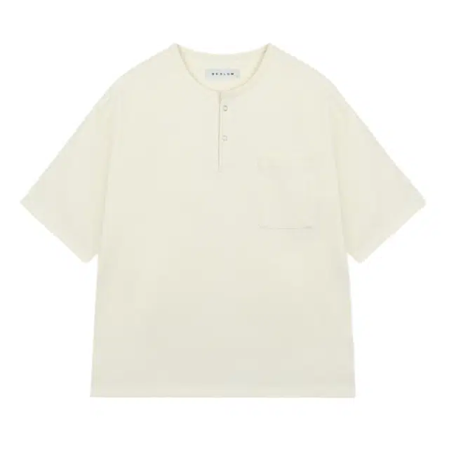 BESLOW LOOSE FIT HENLEY NECK T-SHIRT T