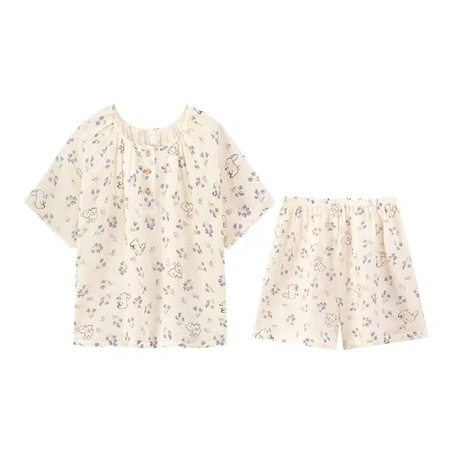 顶瓜瓜 夏季女舒适休闲亲肤短袖短裤家居服睡衣套装 女款