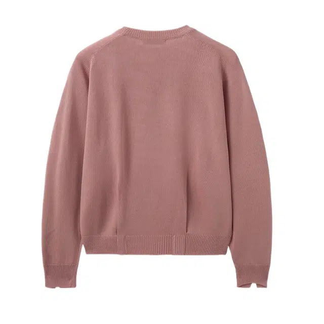 BESLOW CREW NECK TUCK KNIT PALE