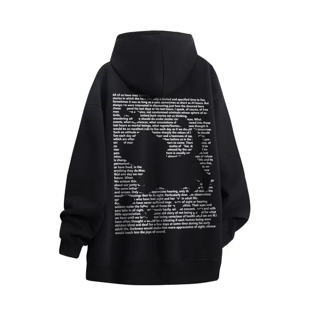 物质公式 重磅美式复古高街潮牌趣味可爱海报小狗字母印花设计感潮流时尚宽松简约基础款套头落肩袖休闲透气质感百搭长袖连帽卫衣 男女同款