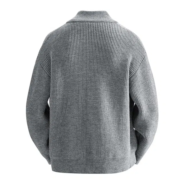 帝狼牛 美式复古慵懒风多季立领适用宽松拉链开衫情侣外套针织衫 男女同款