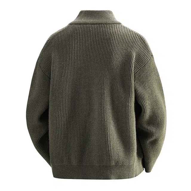 帝狼牛 美式复古慵懒风多季立领适用宽松拉链开衫情侣外套针织衫 男女同款