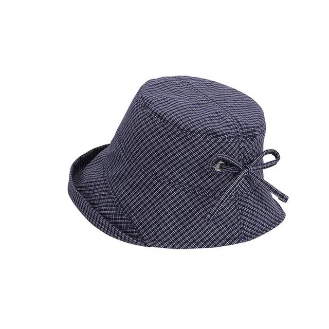 浪莎 韩版时尚潮流网格纹夏日户外休闲百搭透气防晒遮阳 棉 渔夫帽 男女同款情侣款