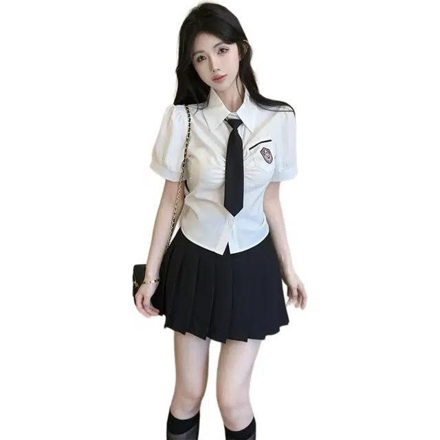 思蓓儿 学院风纯欲小清新减龄短袖裙装套装 女款