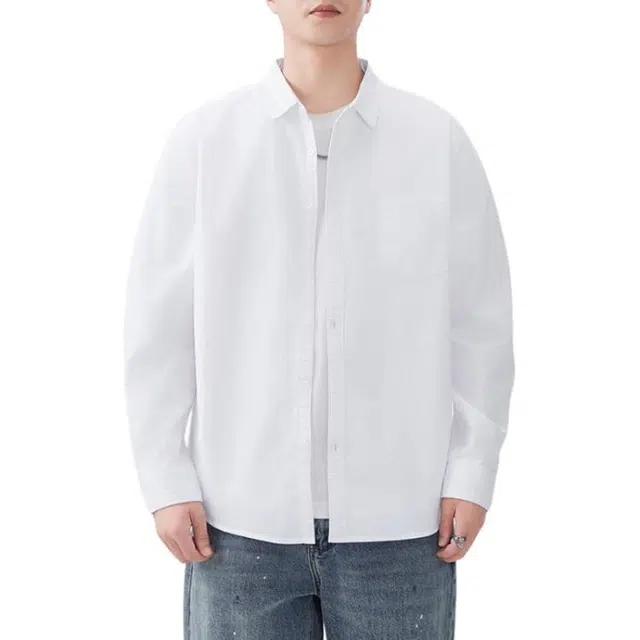 童先森 长袖春秋季潮流休闲衬衣纯棉上衣服衬衫 男款