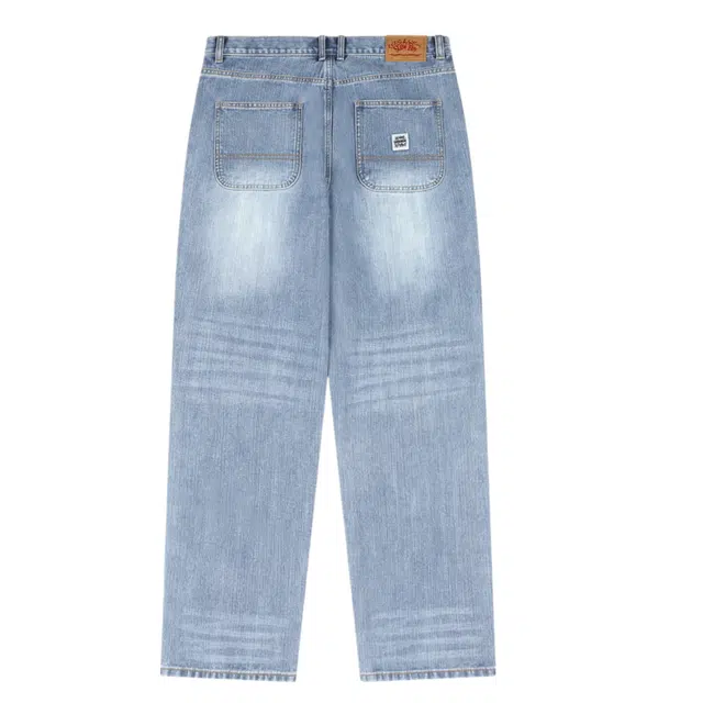 BESLOW CONTRAST WASHED MIDDLE ZIPPER JEANS