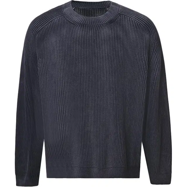 下层基础 圆领套头纯色长袖针织衫 男女同款